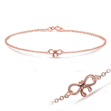 Bow Rose Gold Plated Silver Anklet ANK-107-RO-GP
